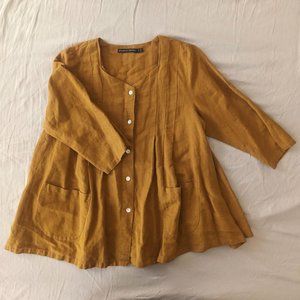 GUDRUN SJODEN gold linen tunic size S